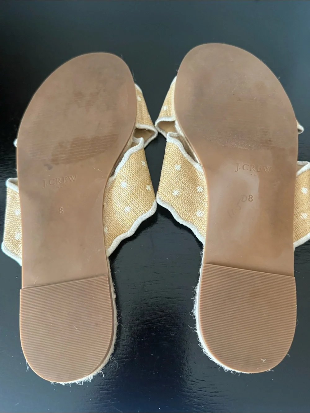 J. Crew Mustard Scallop Espadrille Slide Mules